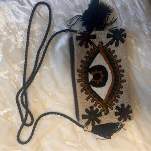 Colorful eye knit crossbody bag